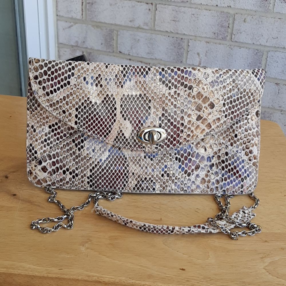 Sorial crossbody/clutch faux snakeskin handbag